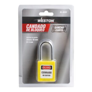 CANDADO DE BLOQUEO AMARILLO 38MM (CAJA C/10 PZAS - PRECIO X PIEZA) - Image 2