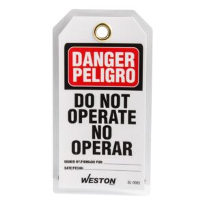 ETIQUETA DE BLOQUEO BILINGÜE PELIGRO