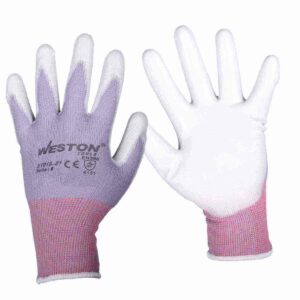 GUANTE NYLON C/PU 13G C/PALMA GRIS 8 (Precio x par - Empaque c/10 pares)